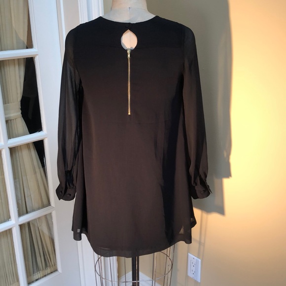 A-line, organza sleeve, black mini - Picture 2 of 2